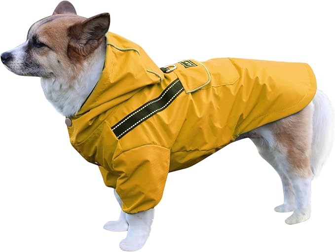 JoyDaog Premium Dog Raincoat with Hood for Extra Small Dogs,Outdoor Sports Waterproof Dog Rain Jacket,Puppy Raincoat with Pockets,Yellow XS