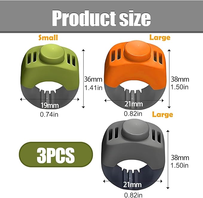 The Set of Easy Clicking Finger Ring Dog Training Clicker Included Large and Small 2 Sizes,Suitable for Dogs Cats Horses traing Allowing Effective Versatile Training (3pcs Grey+Green+Orange)