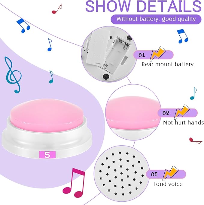 Xuhal 8 Pcs Recording Button Buzzers for Trivia Games with Number Recordable Answer Buzzers for Communication Pet Training Gift for Back to School Team Family Game and Trivia Nights, 8 Colors