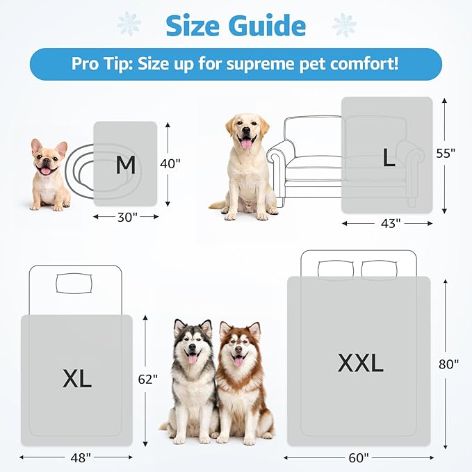 Cooling Blanket for Dogs, 0.4 Q-MAX Dog Cooling Blanket Washable, Cool to Touch Pet Blanket Cooling Comforter Throw for Bed Cover, Soft Lightweight Cold Mats for Pet Summer Sleeping (30"×40"/Grey)