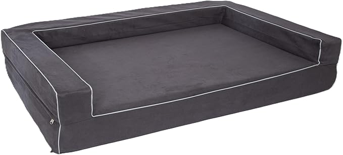 X-Large 7 Inch Solid Orthopedic Memory Foam Dog Bed for Arthritis Relief & Hip Dysplasia - Bolster Couch Style with Premium YKK Zipper Waterproof Washable Cover for Senior Dogs 90-150lbs