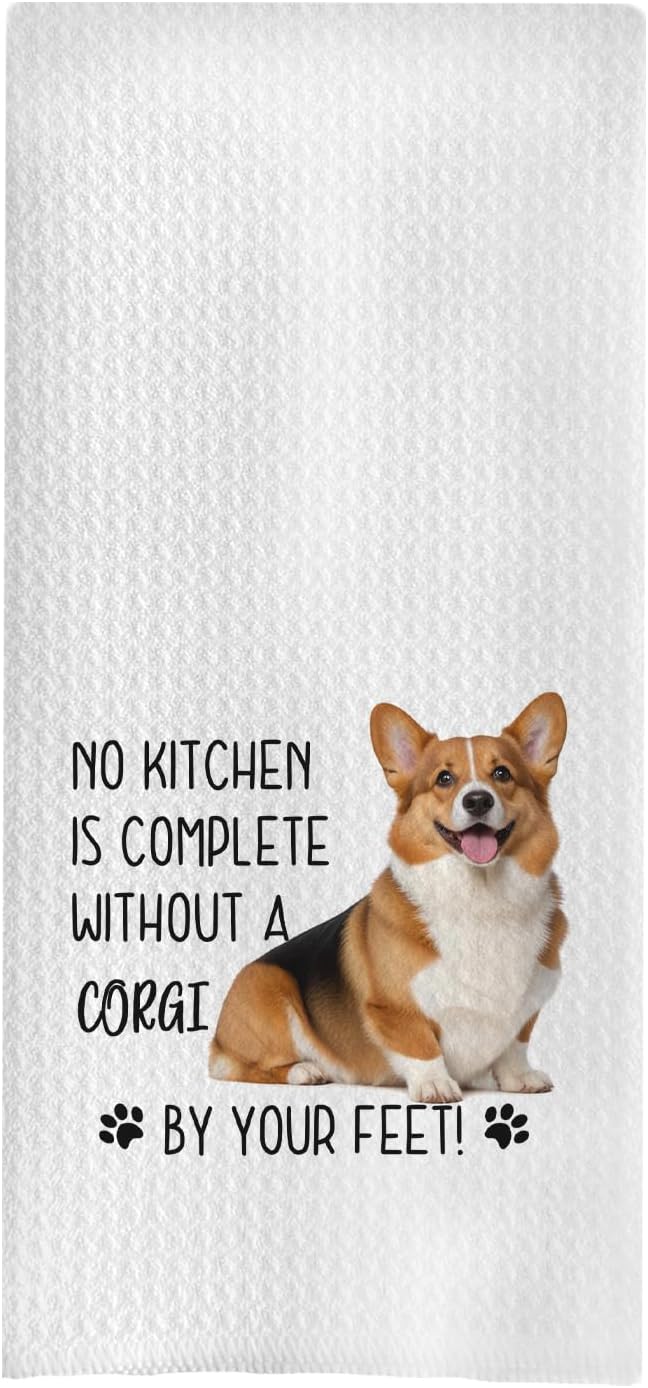 Corgi Dog Kitchen Towels - Corgi Gifts for Corgi Lovers Women, Cute Corgi Dog Hand Towels Dish Towels, Corgi Stuff, Corgi Decor, No Kitchen is Complete Without a Corgi, 16x24 Inch