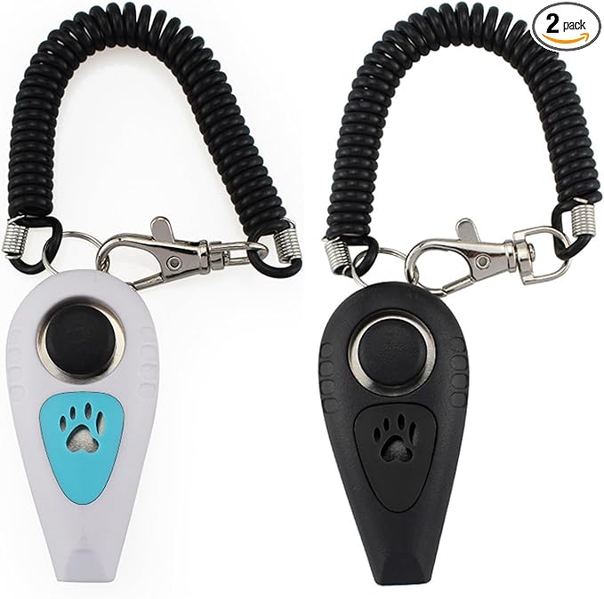 URBEST Dog Training Clickers and Whistle in One, Pet Training Clicker for Dog Cats Puppy Birds Horses (2)