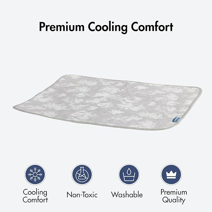 Spark Paws Cooling Mat for Dogs - Self Cooling Dog Mat & Pet Cooling Pad for Large, Medium & Small Dogs - Non-Toxic, Non-Gel Washable Cooling Bed - Cloud Grey - Size M