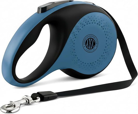 American Kennel Club Heavy Duty Retractable Dog Leash, 16.4ft, Tangle-Free, Ergonomic Grip, One-Hand Brake, for Medium & Large Dogs up to 110 lbs Gray