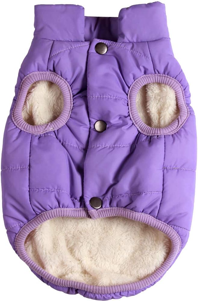 JoyDaog 2 Layers Fleece Lined Warm Dog Jacket for Winter Cold Weather,Soft Windproof Large Dog Coat,Purple XXL