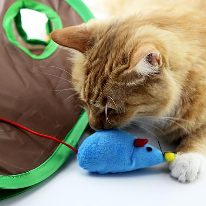 balacoo Cat Tunnel Toy Nine-Hole Interactive Pet Tunnel with Soundable Mouse Design for Indoor Cats 12.59X12.59X5.11In Stimulates Exploration and Play