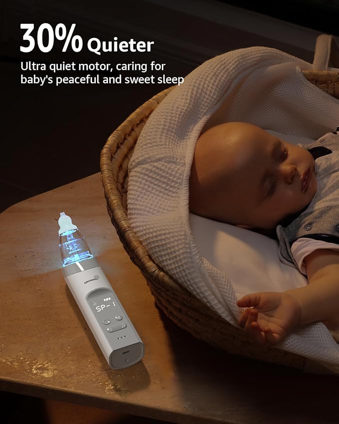 GROWNSY Nasal Aspirator for Baby, Electric Baby Nose Sucker with Larger Suction Chamber and More Powerful Suction, Automatic Nose Cleaner with Music and Light Soothing Function