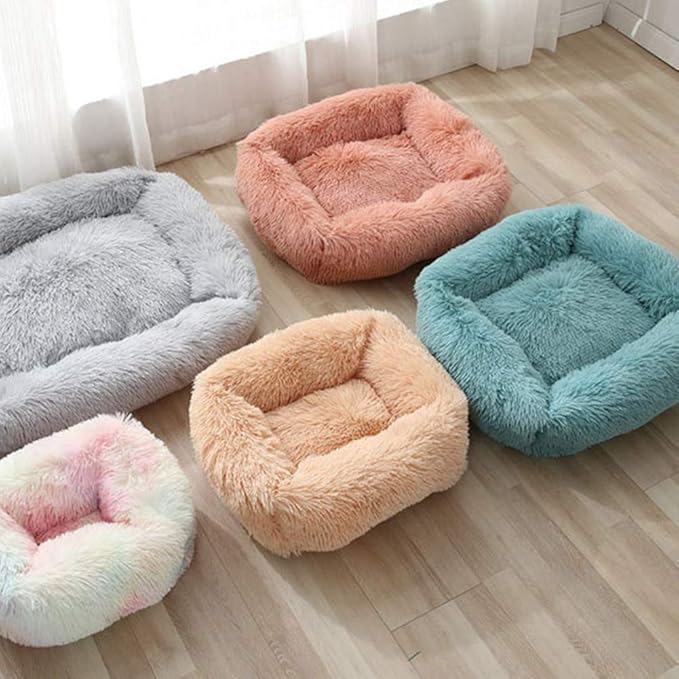 La La Pet® Donut Dog Cat Bed Cozy Cave Pet Bed Burrow Dog Bed Calming Cuddler Self-Warming Pet Bed Soft Plush Pet Cushion Improved Sleep for Cats Small Medium Dogs Blue L