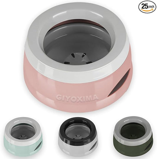 25oz Dog Water Bowl for Small/Medium Pets – Spill-Proof and No-Splash Slow Drinking Pet Water Dispenser, Portable Non-Slip Feeder Bowl for Travel, Car, Crate, and Home Use - Pink