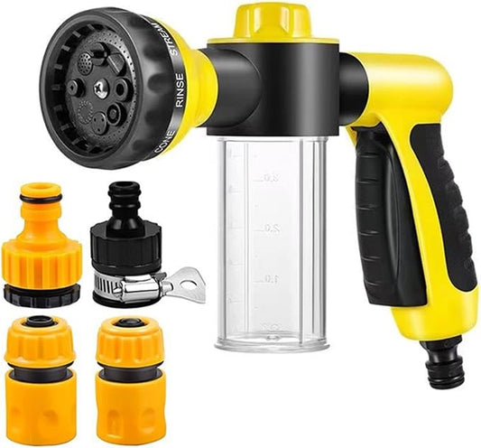 8 Spray Patterns Pet Shower Sprayer with 4 Faucet Connectors, High Pressure Cleaning Water Gun for Car Wash, Dog Bathing, Watering Plants (3)