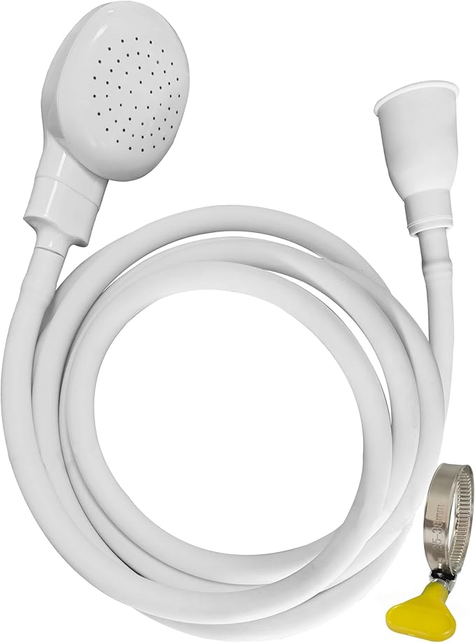 Portable Shampoo Sink Spray Hose, Faucet Attachment with Nozzle for Hair Washing, Baby & Pet Bathing, Vegetable Rinsing, White (White, 3M/9.84FT)
