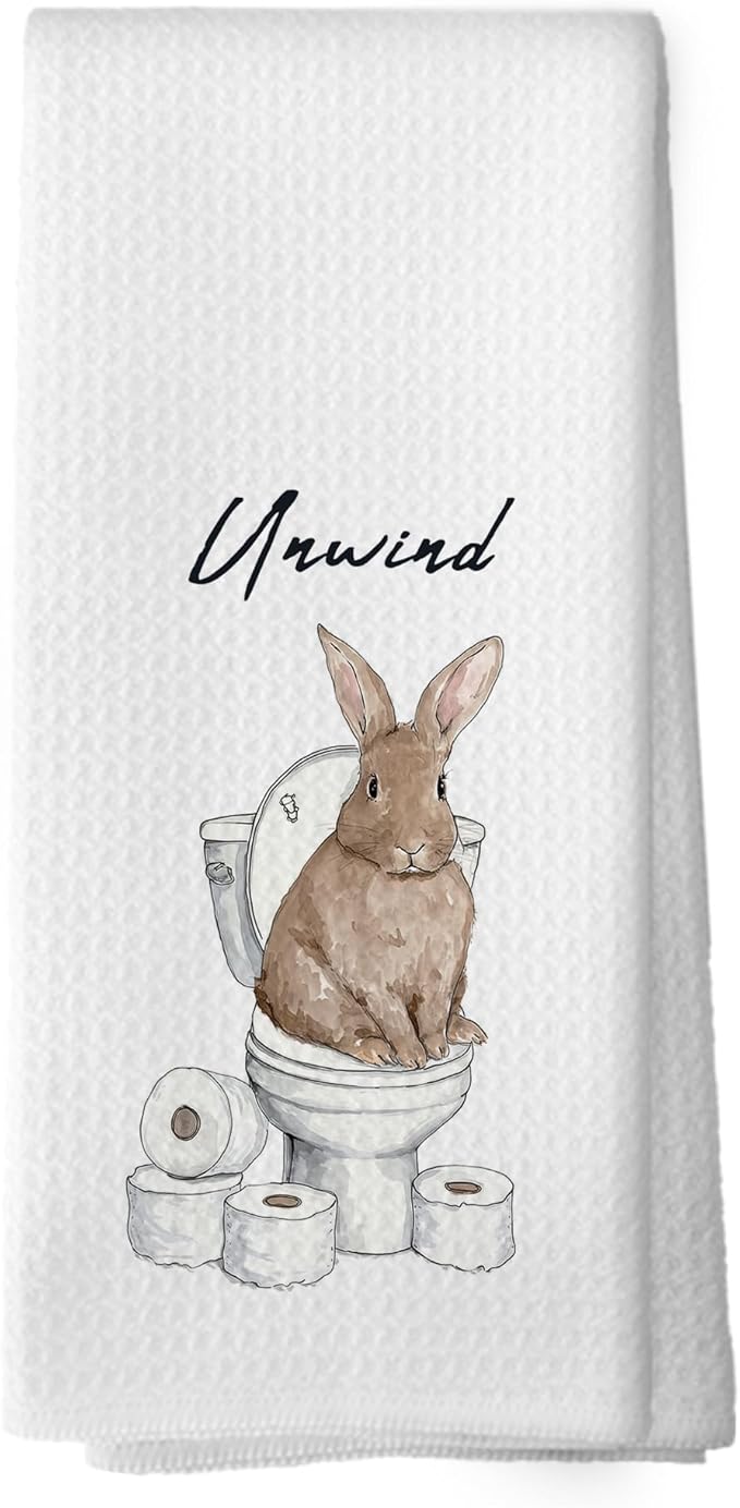Funny Bunny Hand Towels, Bunny Gifts for Women Hand Towel for Bathroom Decor, Rabbit Gifts, Cute Rabbit Decorative Towels for Washroom Restroom 16x24 Inch