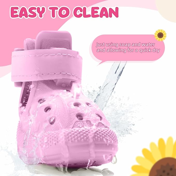 Nasjac Dog Shoes for Hot Pavement - Breathable Dog Sandals with Non Slip Soles & Reflective Straps, Easy ON & Off, Easy-Clean Summer Outdoor Pet Boots for Small Medium Large Dogs, PI, 5