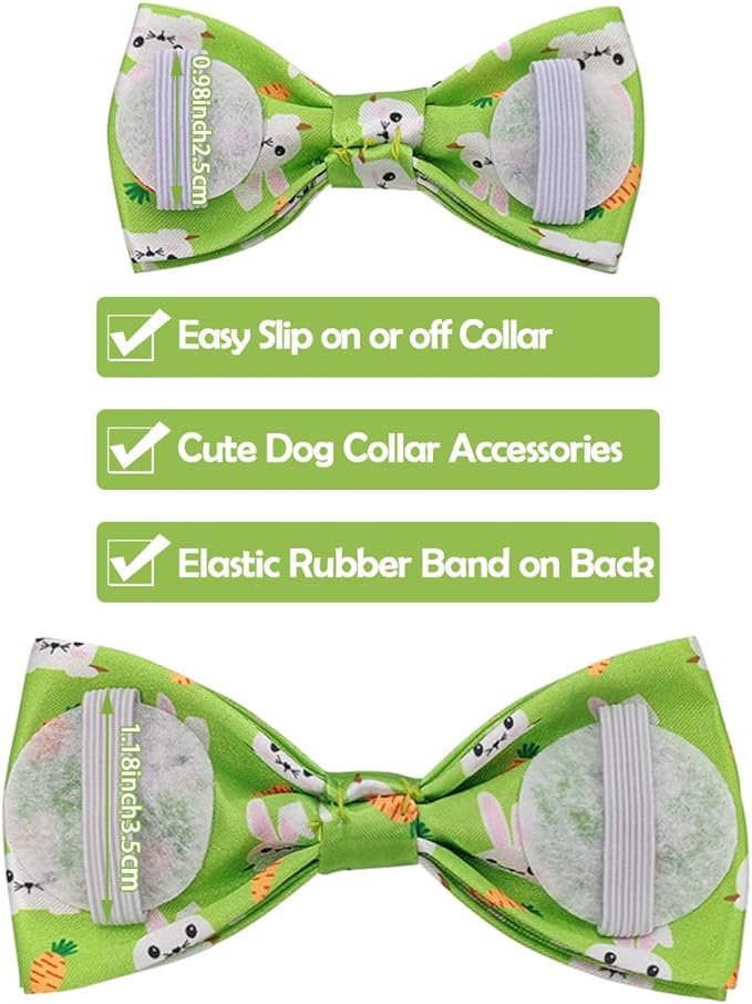 PET SHOW 10pcs Easter Day Small Dog Bow Ties for Medium Dogs Puppies Rabbit Cat Detachable Bowties with Elastic Bands Attach to Collar Pet Grooming Collar Attachment Accessories (for M/L)