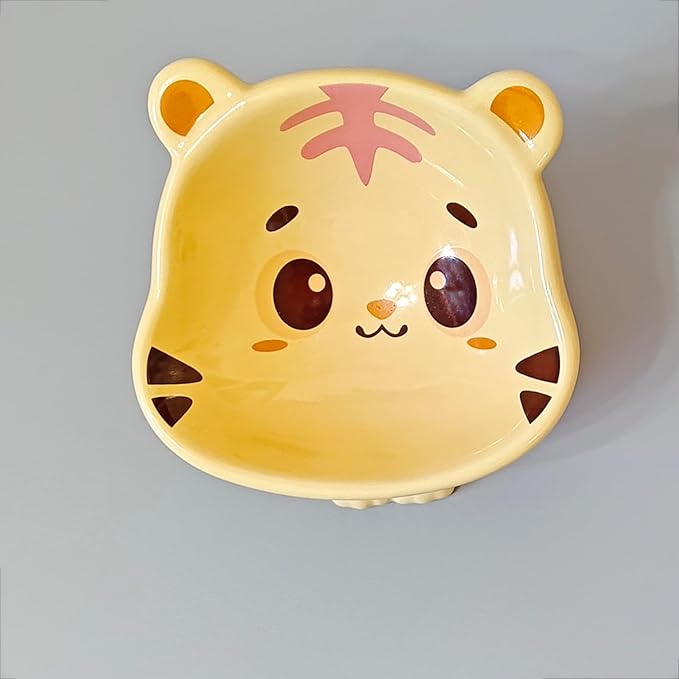 Tiger Style Raised Cat Dish - Ceramic Elevated Pet Bowl with 15° Angle, 120g Capacity for Food/Water,for Pets cat or Dogs