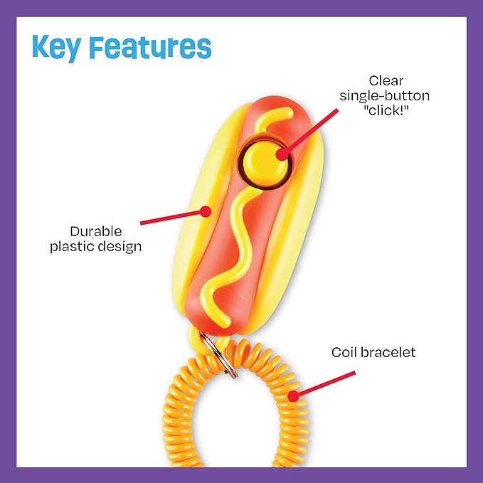 Brightkins Training Clicker: Hot Dog - Dog Training & Behavior Aids, Puppy Obedience Clicker, Pet Trainer Tools, Cat Trainer Supplies, Clickers for Dogs and Puppies, Clear Sound, 1 Piece