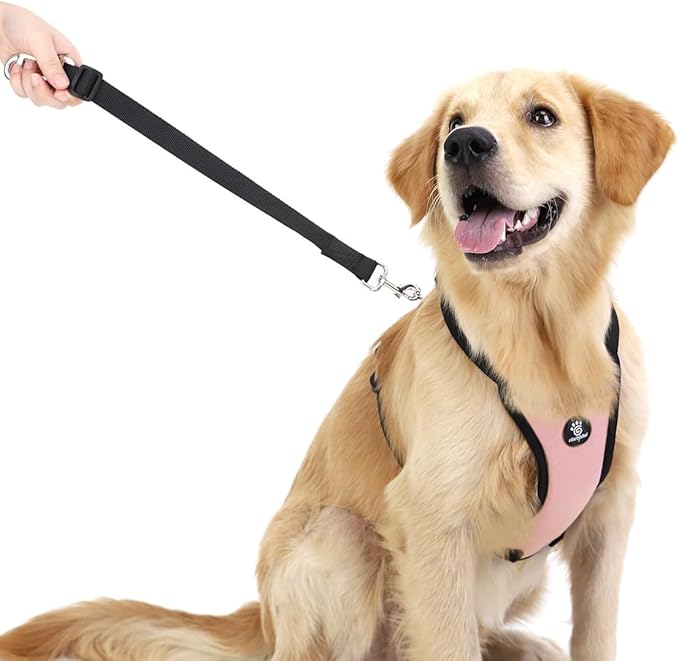 VavoPaw Dog Seat Belt, Heavy Duty Vest Dogs Car Harness with Adjustable Buckle Dog Seats Belt for Vehicle Nylon Pet Safety Seat Belts (L, Pink)