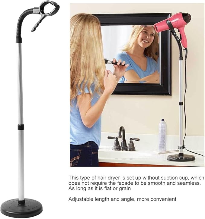 Height- Floor Hair Dryer Stand with 360° Rotation & Non-Slip Base – Compatible with Most Hair Dryers, Ideal for Women and Pet Grooming