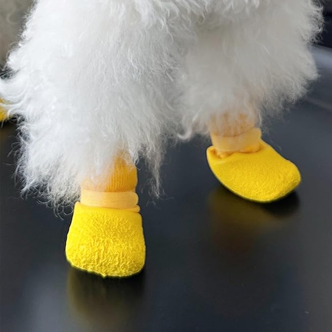 Dog Boots,Dog Paw Protectors Socks for Hot Pavement,Anti Slip Dog Shoes for Hardwood Floors_M(Yellow)