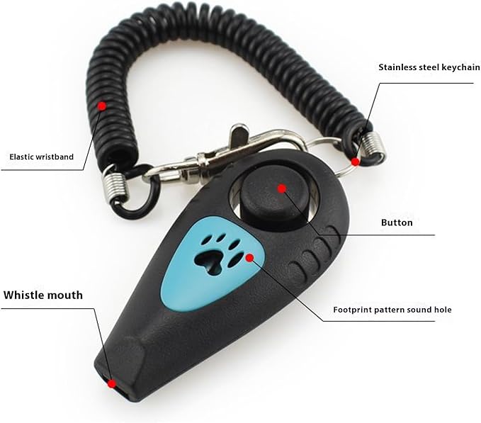 URBEST Dog Training Clickers and Whistle in One, Pet Training Clicker for Dog Cats Puppy Birds Horses (4)
