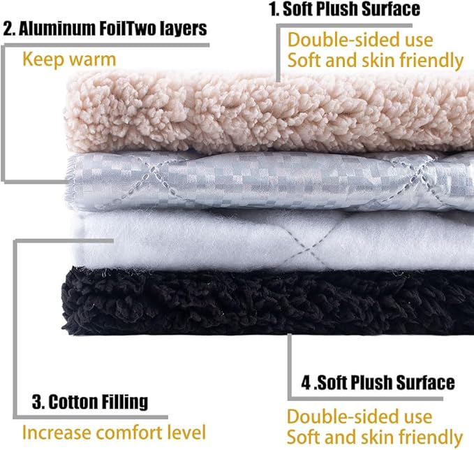 AIO Self-Warming Cat Bed Pad Advanced Extra Warm Thermal Pet Pad for Indoor Outdoor Pets with Removable Cover Outdoor Pet Houses Washable Non Electric Self Heating Cat Bed 16.96 * 22.05in