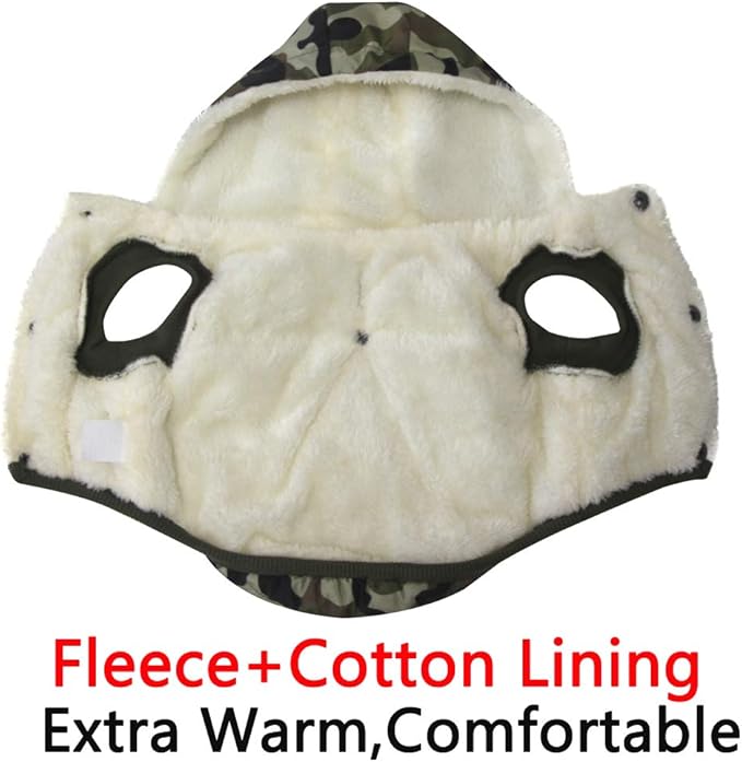 Vecomfy Fleece Lining Extra Warm Dog Hoodie in Winter,Small Dog Jacket Puppy Coats with Hooded,Green Camo XS