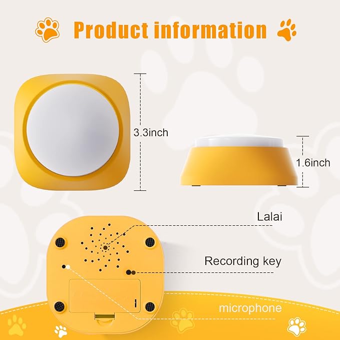 Dog Buttons for Communication, Pet Words Training Gifts for Beginner, Dog Talking Training Buttons,4 Color Voice Recording Button(Battery Included)