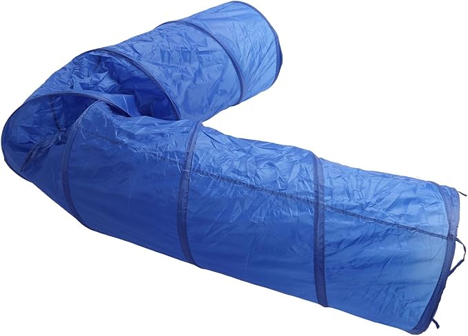 Foldable Dog Agility Tunnel for Training & Play, Sturdy Oxford Fabric, Portable with Carry Bag, 50x300cm Blue Pet Exercise Tunnel