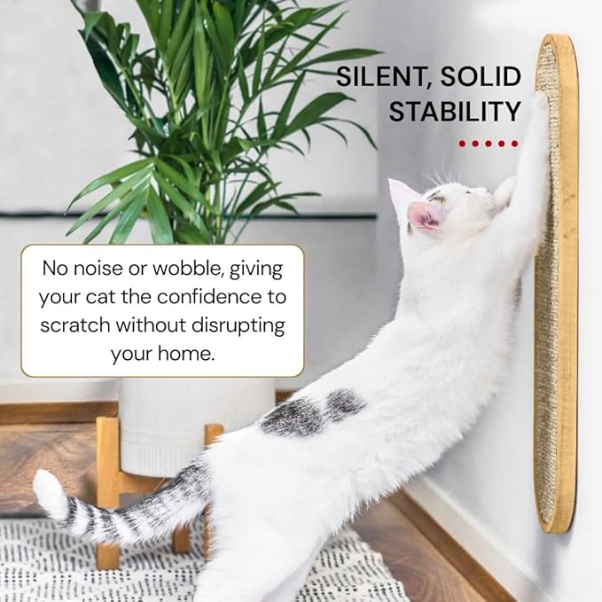 7 Ruby Road Indoor Cat Wall Scratcher — Multidirectional Sisal Scratch Pad & Board for Furniture Protection, Space-Saving Wall or Floor Use, Solid Rubberwood, All Breeds (Cream)
