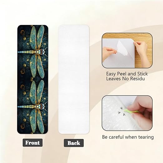 Animal Ethnic Dragonfly Stair Treads for Wooden Steps Indoor Washable Staircase Carpet 15PCS 30"x7.8" Stair Step Treads Non-Slip Staircase Covers Peel and Stick Safety Mat for Kids Elders Pets