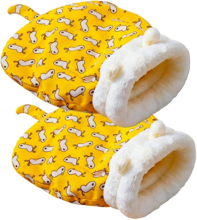 Sleeping Bag for Cats, Cozy Self Warming Cat Sleeping Bag for Indoor Cats, 360° Wrap Cat Hideaways Pet Snuggle Sack for Sleeping Relax Play (Yellow-2pcs)