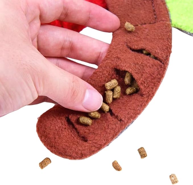 Dog Snuffle Mat Fleece Foraging Fruit Design Mats Small Animals Interactive Feeding Toy Anti Slip Slow Feeder Pet Treat Dispenser for Dogs Rabbits Guinea Pigs (Apple)
