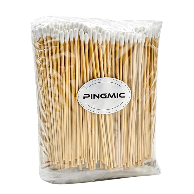1000PCS 6" Cotton Swabs - Long Cotton Swab with Bamboo Sticks - Lint Free, Highly Absorbent Single Tipped Applicators for Makeup, Pet Care, Home Cleaning