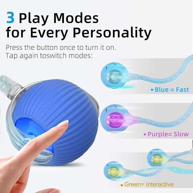 Speed 2.0 Tail Interactive Cat Toys for Indoor Cats, Chirping & Motion Activate Cat Toy, Smart Kitten Rolling Ball Moving Ball Toys, Rechargeable Dog Cat Bal l for Enrichment Exercise (New Red)
