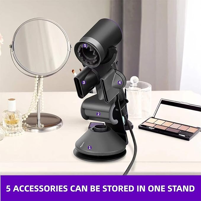 I'SMARTMOON Hair Dryer Stand for Dyson Supersonic,Magnetic Absorption Storage,Heat Resistant Alloy Anti Slip Base,Minimalist Space-Saving Design for Bathroom Countertops,Stylists Daily Routine
