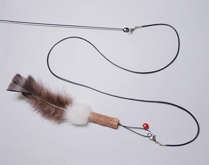 3 Pieces Replacement Strings for Cat Wand Toy - 2 Durable Paracord Strings and 1 Nylon Wire - Kitten Wand Toy Refill Wires with Lobster Clasps for All Lures, Cat Stick