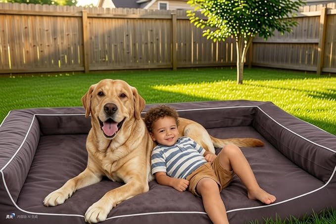 X-Large 7 Inch Solid Orthopedic Memory Foam Dog Bed for Arthritis Relief & Hip Dysplasia - Bolster Couch Style with Premium YKK Zipper Waterproof Washable Cover for Senior Dogs 90-150lbs