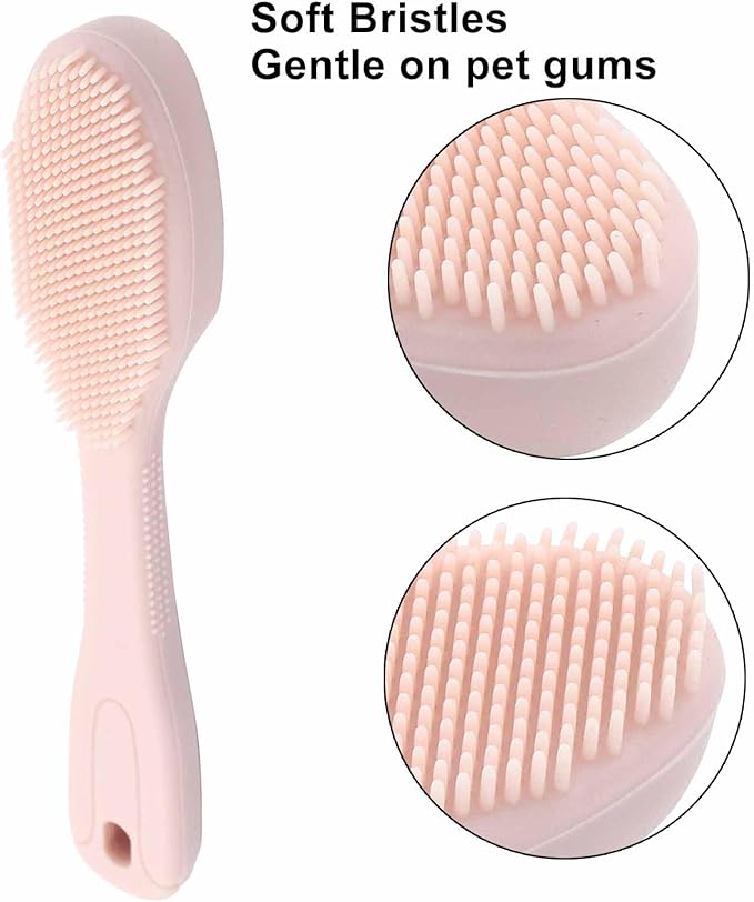 3 Pack Dog Finger Toothbrush, Food Grade Silicone Finger Toothbrush Soft Bristles for Gentle Cleaning(Pink, Purple, Grey)
