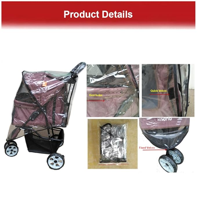 Universal Stroller Rain Cover, Transparent Pet Stroller Cover Waterproof Windproof Stroller Accessory for Outdoor Protection