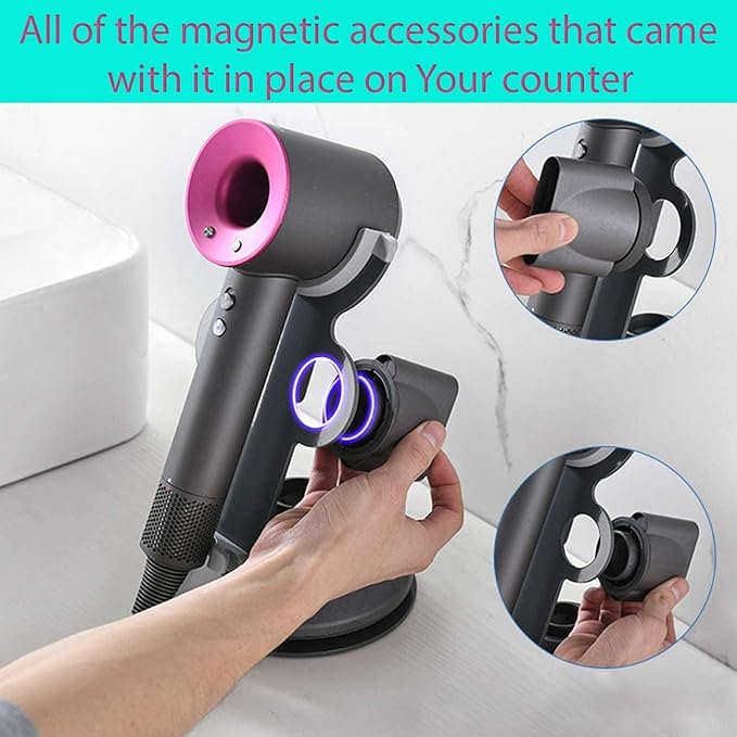 Hair Dryer Stand for Dyson Supersonic, Hair Dryer Holder Organizer for Diffuser Nozzle, Bathroom Countertop Storage Stand