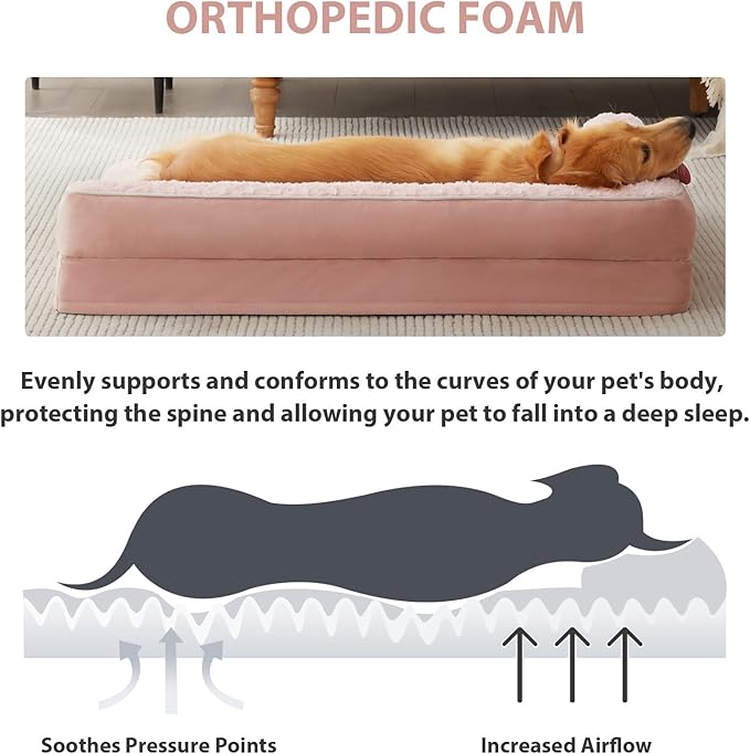 BFPETHOME Orthopedic Dog Beds for Large Dogs-Waterproof Sofa Dog Bed with Removable Washable Cover, Big Pet Bed with Waterproof Lining and Nonskid Bottom,Pet Bed for Large Dogs
