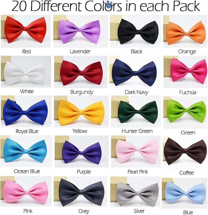 20 Pcs Dog Bow Tie, Bowties for Puppy Dogs, Pet Grooming Accessories Bow Tie Cat Collar Bulk