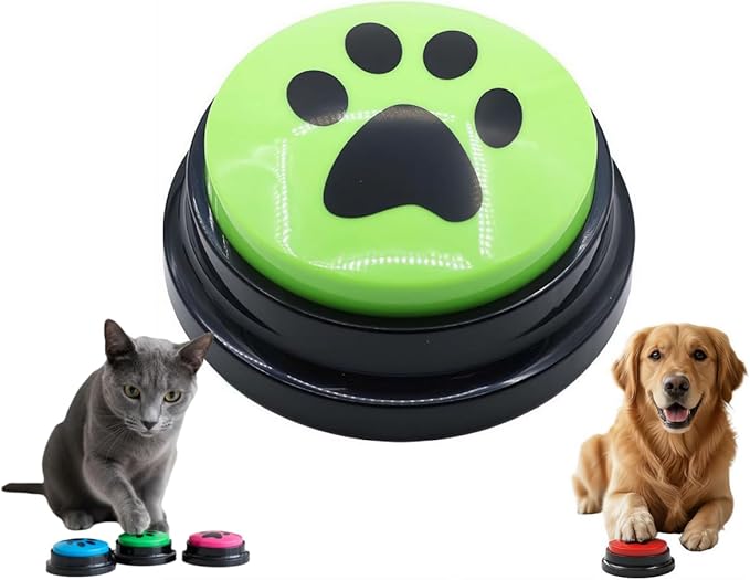 Dog Button Talk Training, Recordable Dog Communication Button Dogs Buttons Talk Training, Multicolorful Voice Recording Buttons Pet Train Funny Gifts for Dogs Pet Lovers (Green)
