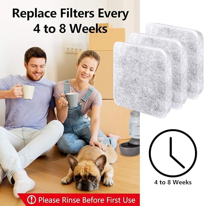 Dog Water Bowl Filter Replacement Compatible with Petmate Replendish Mason Gravity Water Bowl for Dogs, Automatic Dispenser Filter, Cat Water Filter for Pet Gravity Waterer Bowls-12pack