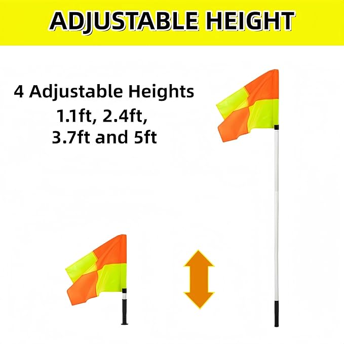 Soccer Corner Flags Set of 4 for Soccer Field, 5FT Agility Training Poles with Corner Flags, Speed and Agility Training Equipment for Sports Practice with Ground Spring Nails and Storage Bags(White)