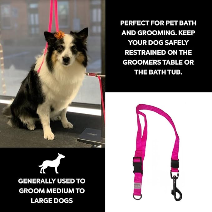 Groomers Helper® Patented 5/8" Loop - Pet Grooming Safety Loop for Dog Bathing, Dog Grooming & Trimming (Pink)