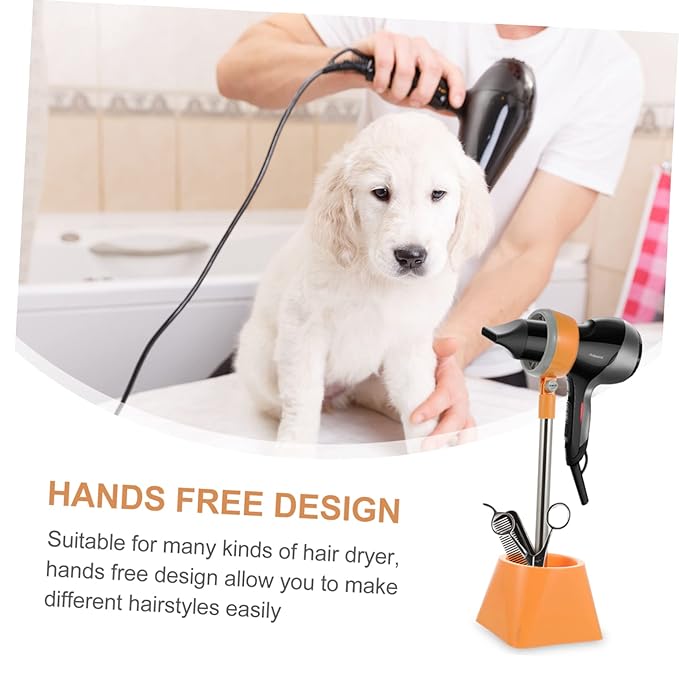Floor-Standing Hair Dryer Holder Punch-Free Rack for PET Grooming Adjustable Height Stand for Easy Storage for Home and Salon Use