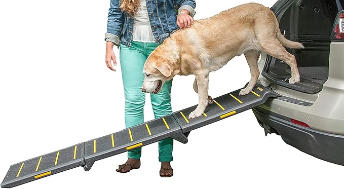 Pet Gear Tri-Fold Portable Pet Ramp for Dogs and Cats, 71" Long, Extra Wide, Holds up to 200lbs, Patented Design, Compact/Easy Fold with Safety Tether, Available in 2 Models