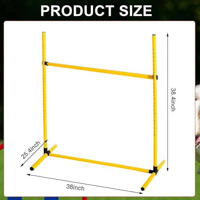 Halloscume 6 Pcs Dog Agility Training Equipments Dog Agility Jumps Hurdles Adjustable Jumps Hurdles Pet Jump Bars with Bag and Whistle for Indoor Outdoor Dogs Pet Jump Course Game(Yellow)
